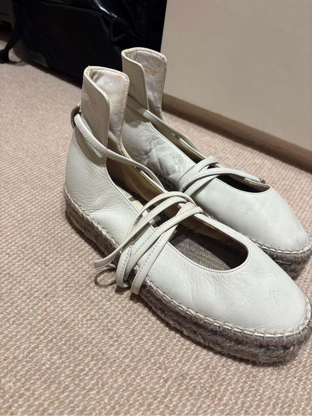 Maria Cornejo White Leather Espadrille Flats